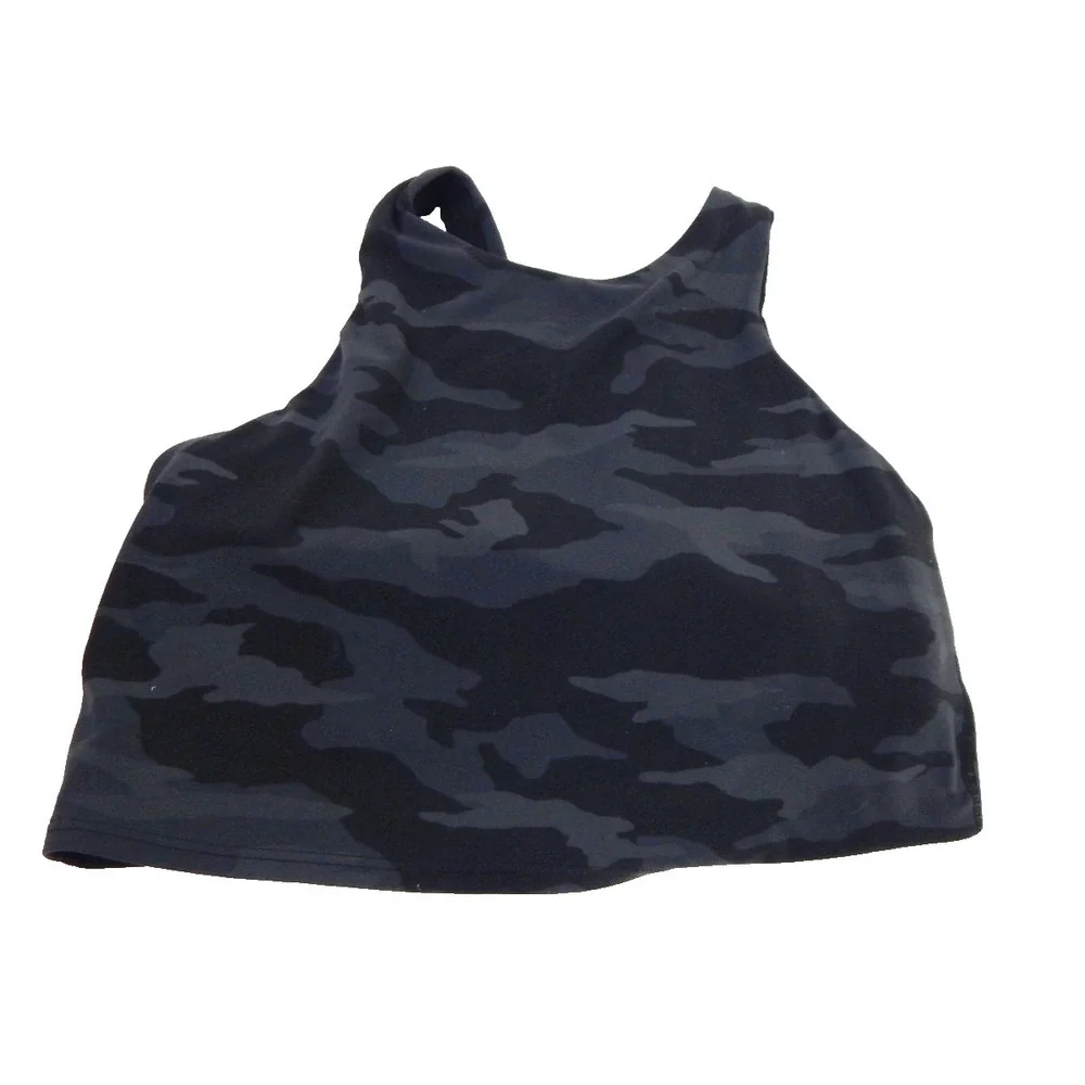 Athleta Small A-C Tank Top Conscious Crop Built in Bra Black Camo